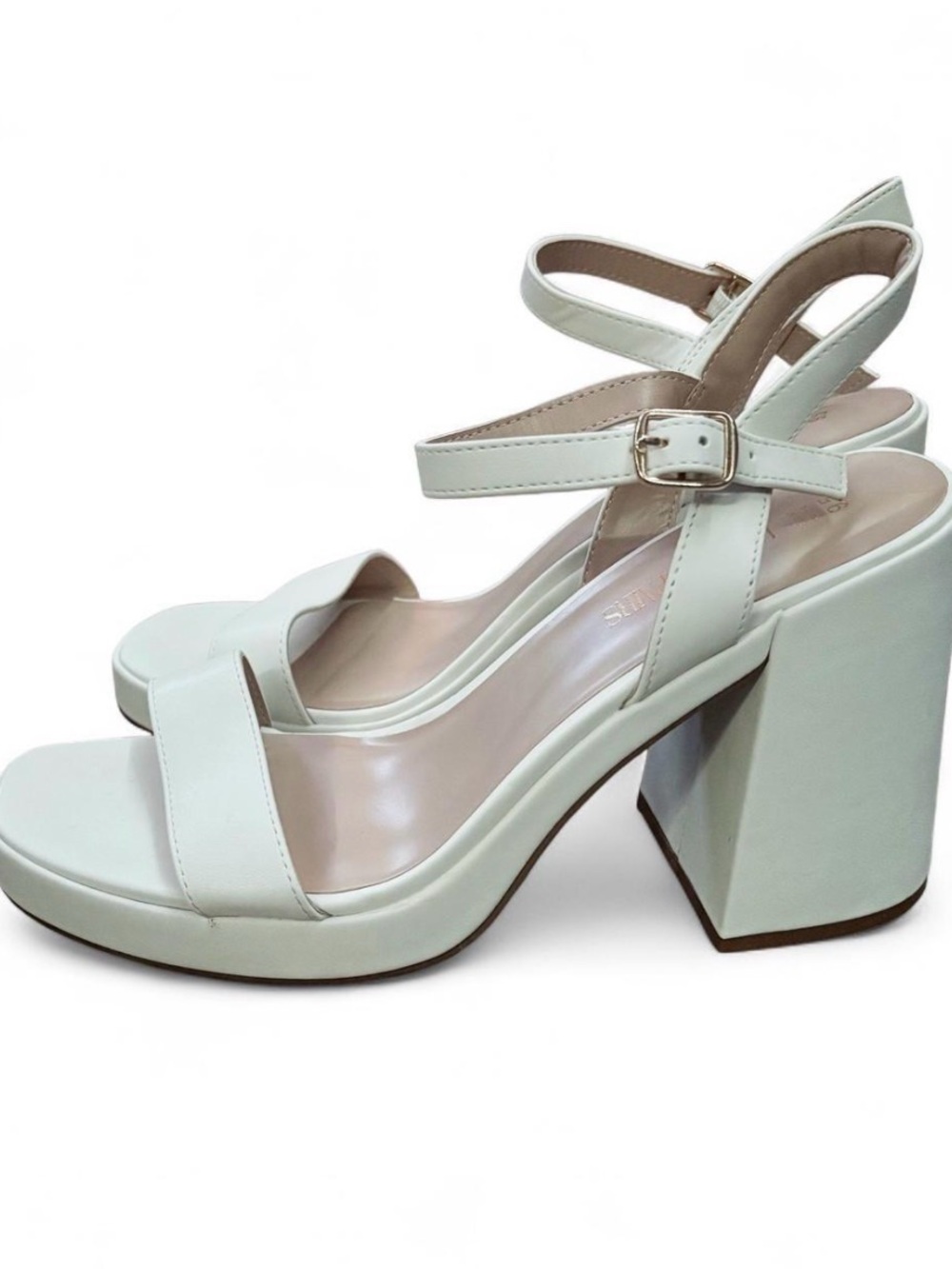 Dream Pairs White Block Heel Ankle Strap Sandals